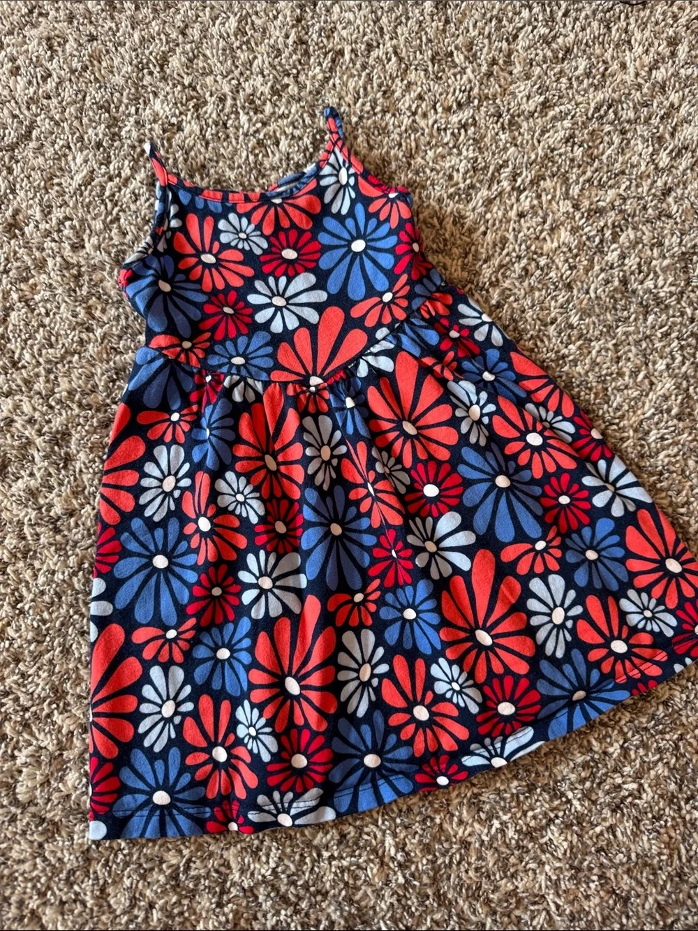 jumping beans Navy Floral Sundress with Red & White Daisies